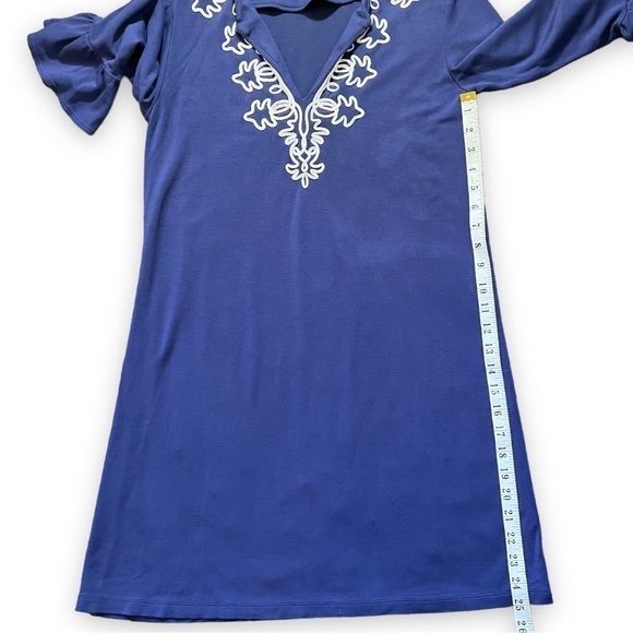 Tori Richards Periwinkle Blue Embroidered Shift Dress sz S - Picture 8 of 11